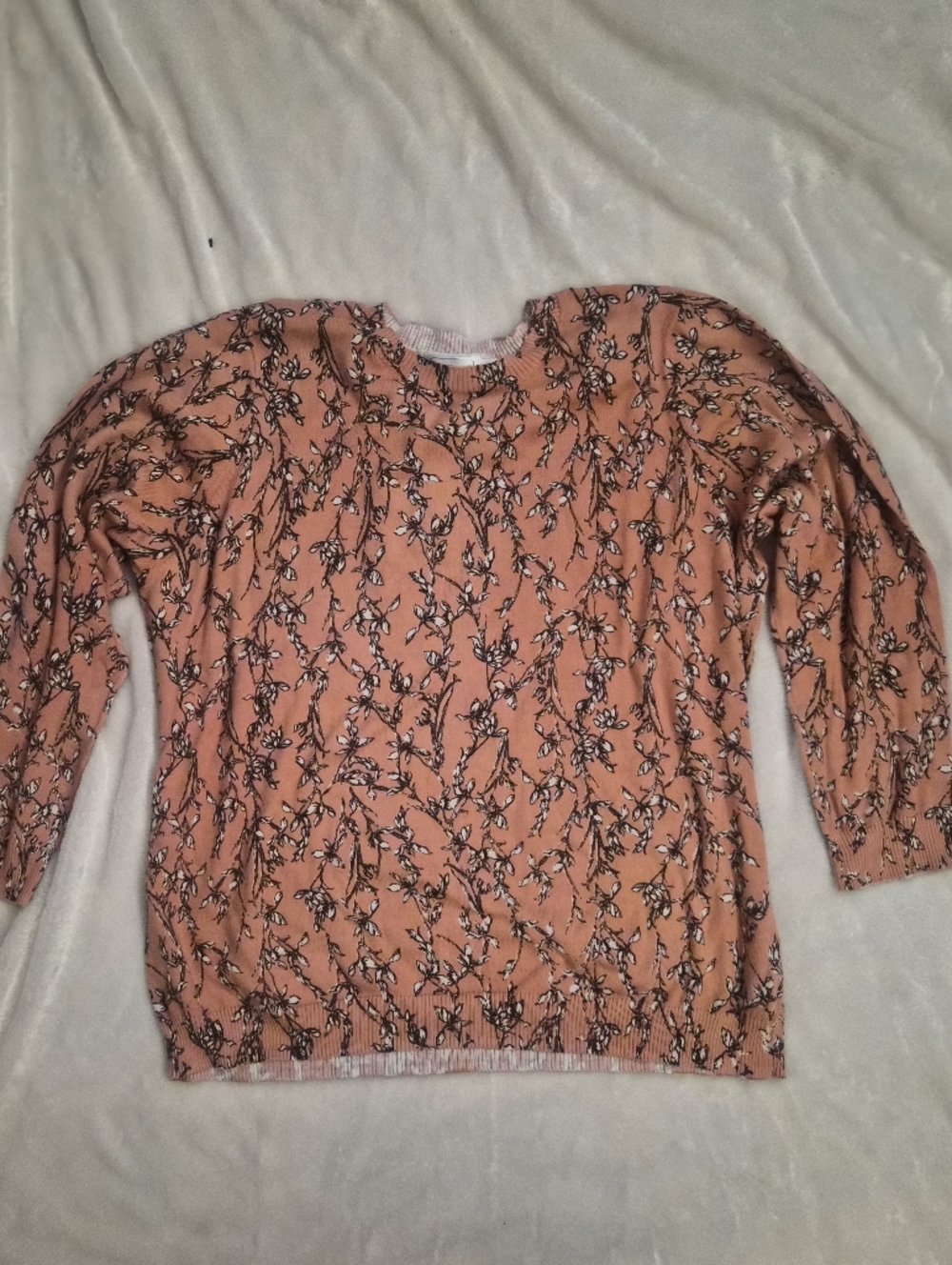 Floral Peach Lightweight Sweater 2X Casual Spring Top
